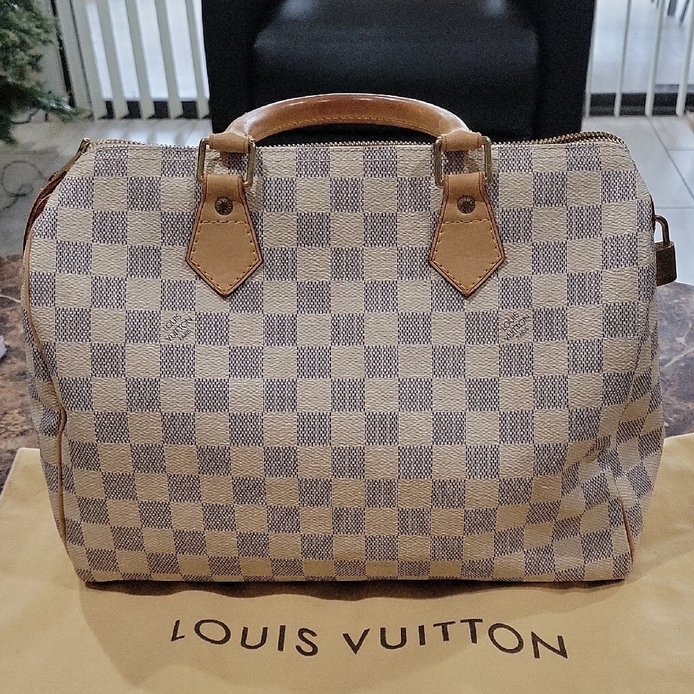 Louis Vuitton Damier Azur Speedy 30  in Cream and Navy (SOLD)
